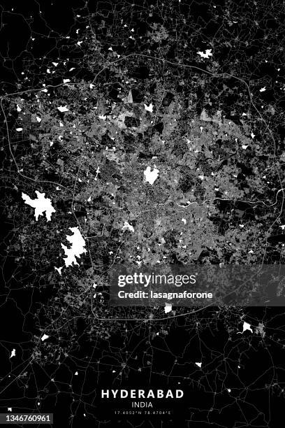 hyderabad, india vector map - hyderabad india aerial stock illustrations
