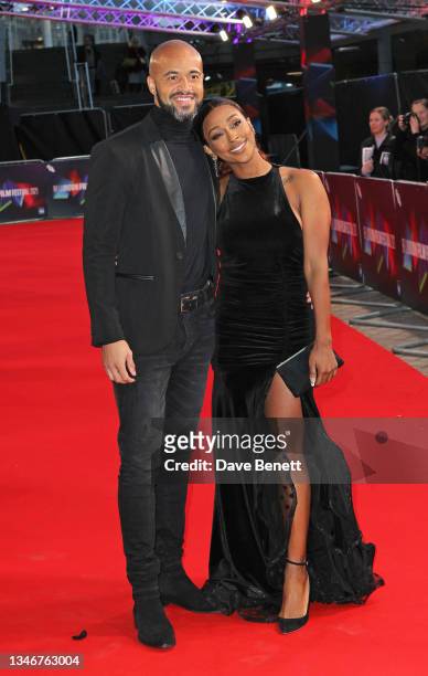 Darren Randolph and Alexandra Burke attend the UK Premiere of "King Richard" during the 65th BFI London Film Festival at The Royal Festival Hall on...