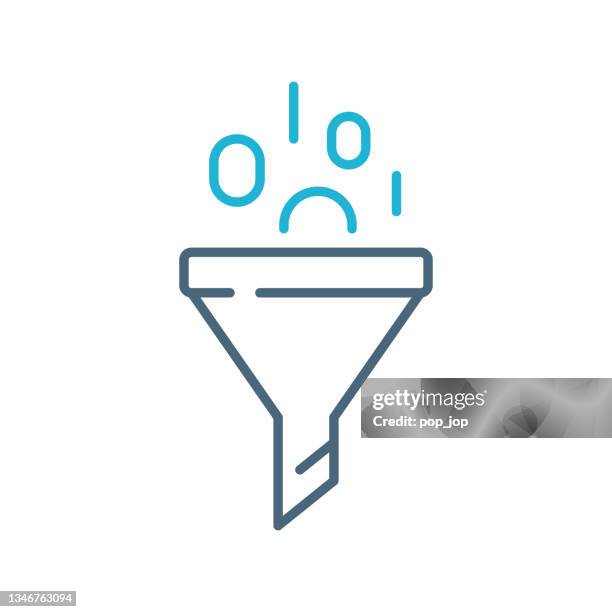 data filter. data analytics - line icon. vector stock illustration - different cryptocurrencies stock illustrations