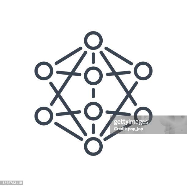 ilustraciones, imágenes clip art, dibujos animados e iconos de stock de red neuronal. aprendizaje automático - icono de línea. ilustración vectorial de stock - complejidad