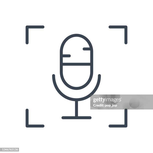 voice recognition. microphone. machine learning - line icon. vector stock illustration - filtration system stock illustrations