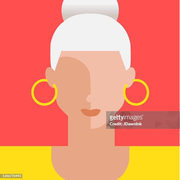 ilustrações de stock, clip art, desenhos animados e ícones de abstract adult caucasian woman avatar icon in modern vibrant flat colors - facial expressions flat design character