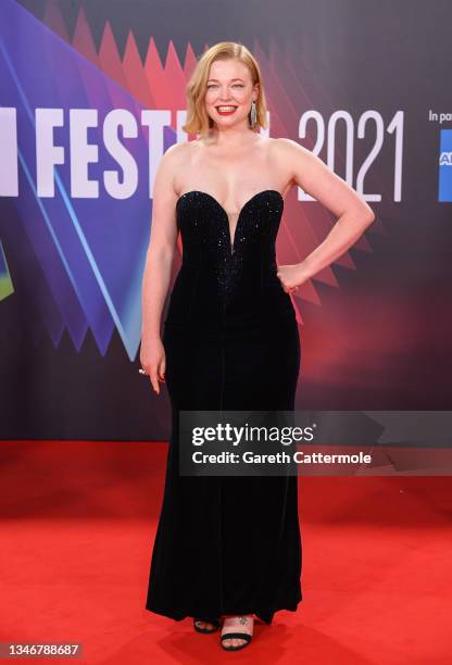 Sarah Snook attends the "Succession" European Premiere during the 65th BFI London Film Festival at The Royal Festival Hall on October 15, 2021 in...