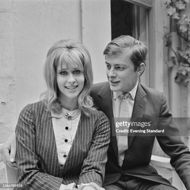 British socialite and artist Charmian Scott with Scottish army officer Archie Stirling following their engagement, UK, 21st May 1964.