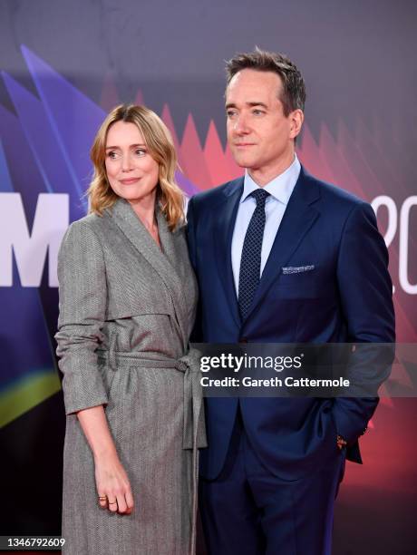 Keeley Hawes and Matthew Macfadyen attend the "Succession" European Premiere during the 65th BFI London Film Festival at The Royal Festival Hall on...