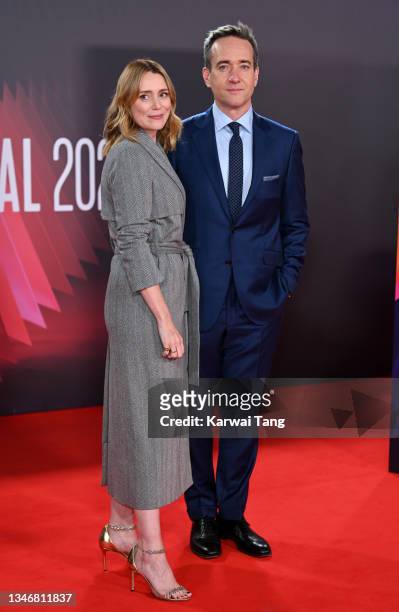 Keeley Hawes and Matthew Macfadyen attend the "Succession" European Premiere during the 65th BFI London Film Festival at The Royal Festival Hall on...