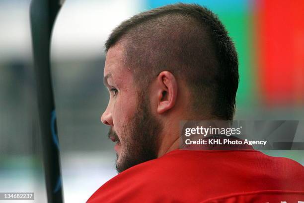 Jon Mirasty of the Vityaz during the game between Barys and Vityaz during the KHL Championship 2011/2012 on November 30, 2011 at the Arena Vityaz in...