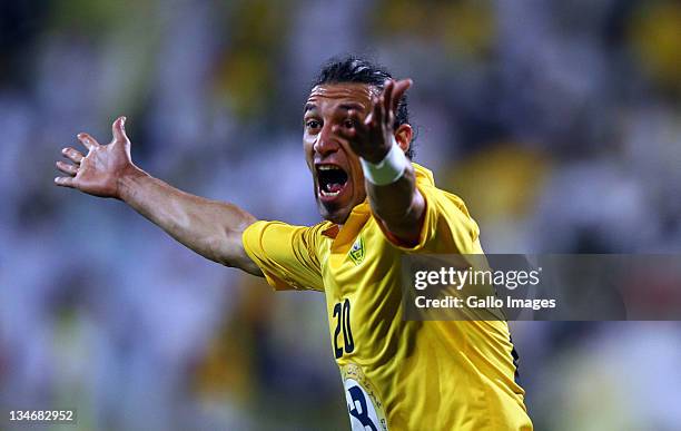 Richard Porta of Al Wasl reacts during the Etisalat League match between Al Wasl and Al Shabab at Zabeel Stadium on December 03, 2011 in Dubai,...