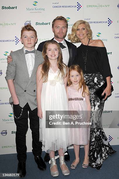 Ronan Keating, Yvonne Keating, Jack Keating, Melissa Keating and Ali Keating attends the Emeralds & Ivy Ball in aid of Cancer Research UK and the...