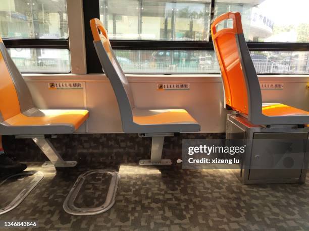 chairs on bus - bus interior stock-fotos und bilder