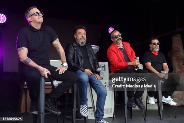 Randy Ebright, Paco Ayala, Tito Fuentes, Micky Huidobro of Molotov band attend the presentation of the new beverage 'Fitzer-Molotov at We Rock on...