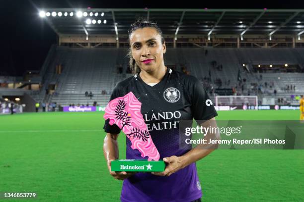 Marta of the Orlando Pride is player of the match during a game between NJ/NY Gotham City FC and Orlando Pride at Exploria Stadium on October 9, 2021...
