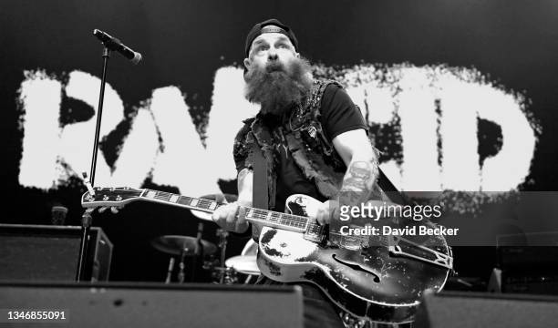 Tim Armstrong of Rancid performs during the Boston To Berkeley II tour at The Theater at Virgin Hotels Las Vegas on October 15, 2021 in Las Vegas,...