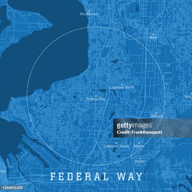 federal way wa city vector straßenkarte blauer text - kent washington state stock-grafiken, -clipart, -cartoons und -symbole