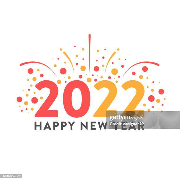 ilustraciones, imágenes clip art, dibujos animados e iconos de stock de feliz año nuevo 2022 banner diseño plano sobre fondo blanco. - día de fin de año