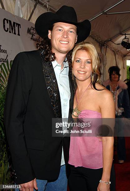 Blake Shelton and wife during 2005 CMT Music Awards - Arrivals at Gaylord Entertainment Center in Nashville, Tennessee, United States.