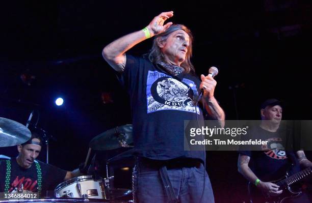 Dave Dictor and Russ Kalita of MDC perform at Ace of Spades on October 15, 2021 in Sacramento, California.