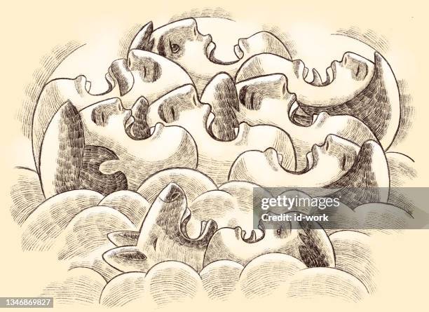 people breathing with bad cloud - child breathing stock illustrations
