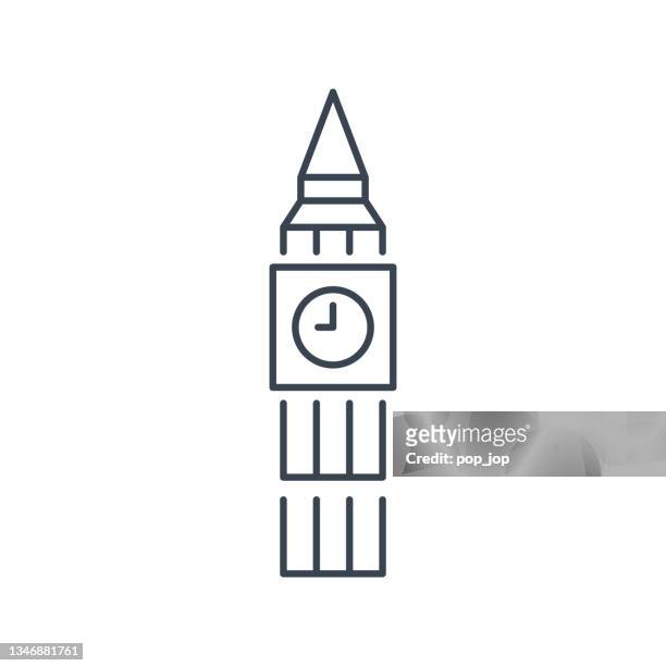 big ben. world landmarks - line icon. vector stock illustration - onu 幅插畫檔、美工圖案、卡通及圖標