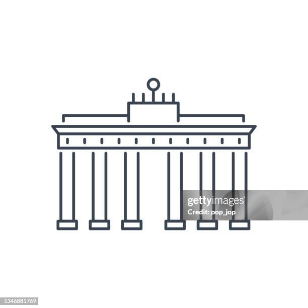 brandenburg gate. world landmarks - line icon. vector stock illustration - city gate stock illustrations