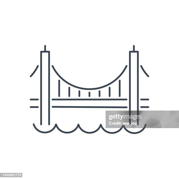 bildbanksillustrationer, clip art samt tecknat material och ikoner med golden gate bridge. world landmarks - line icon. vector stock illustration - vector stock illustrations