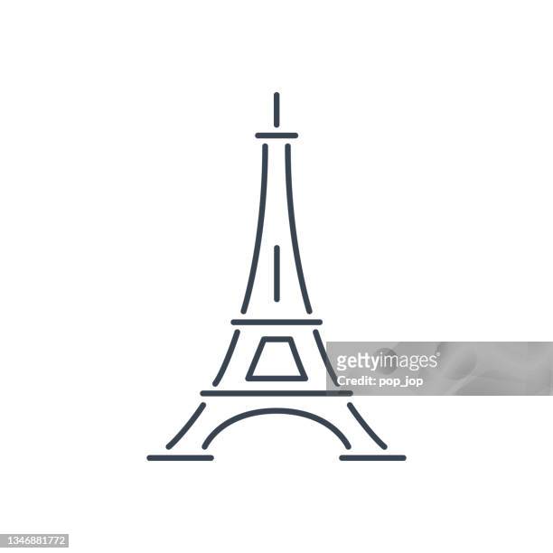 ilustrações de stock, clip art, desenhos animados e ícones de the eiffel tower. world landmarks - line icon. vector stock illustration - torre eiffel