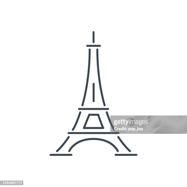 the eiffel tower. world landmarks - line icon. vector stock illustration - eiffel tower stock illustrations