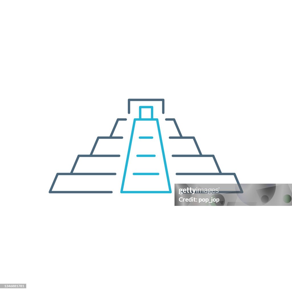 Pyramid Of The Aztecs In Mexico World Landmarks Line Icon Vector Stock ...