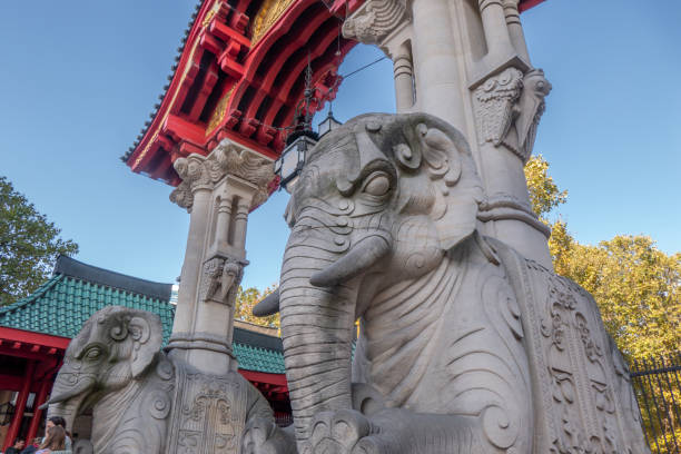 the elephant gate: the entrance to the zoo in berlin, germany - zoo art stock pictures, royalty-free photos & images