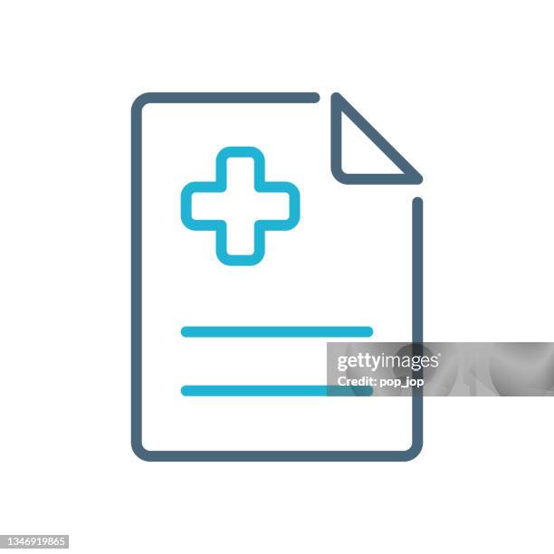 medizinisches rezept. telemedizin und digitales gesundheitswesen - liniensymbol. vektor-stock-illustration - recipe stock-grafiken, -clipart, -cartoons und -symbole