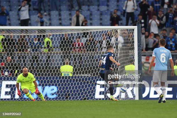 Ivan Perisic of FC Internazionale scores their team's first goal from a penalty during the Serie A match between SS Lazio and FC Internazionale at...