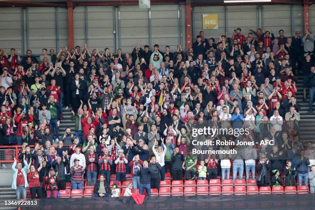 Bournemouth fans applaud in support of David Brooks of Bournemouth on seven minutes after it was announced he has been diagnosed with Hodgkin...