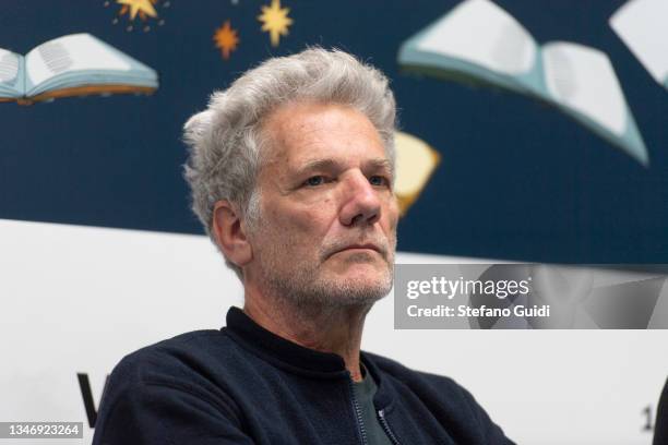 Alan Pauls speaks during of the Turin International Book Fair on October 16, 2021 in Turin, Italy. The Turin International Book Fair returns to...