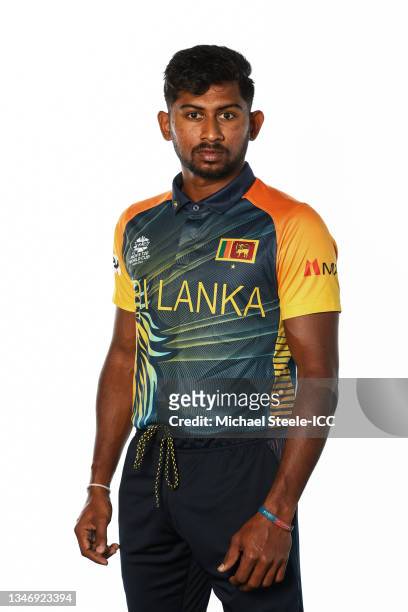 Kamindu Mendis of Sri Lanka poses for a headshot prior to the ICC Men's T20 World Cup on October 11, 2021 in Abu Dhabi, United Arab Emirates.