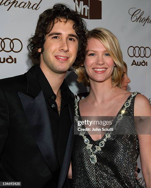 Josh Groban and January Jones during Audi of America Red Carpet Coverage at 14th Annual Elton John AIDS Foundation Oscar Viewing Party at Pacific...