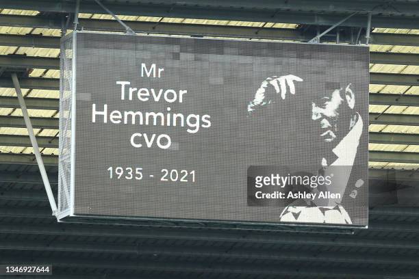 Preston North End pays tribute to the late Trevor Hemmings before kick-off during the Sky Bet Championship match between Preston North End and Derby...