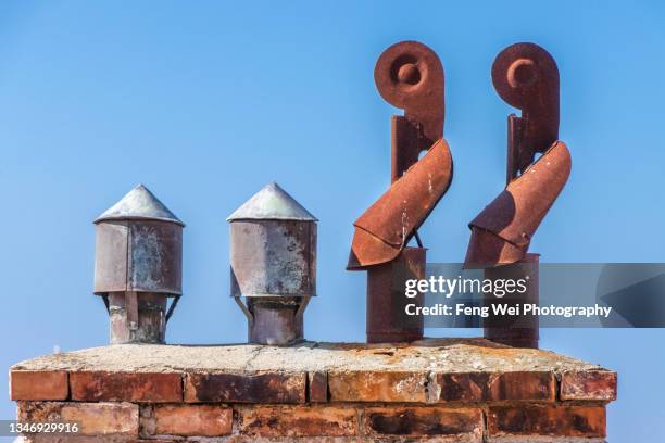 roof top chimney caps, dubrovnik, croatia - chimney cap stock pictures, royalty-free photos & images