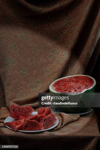 still life - watermelon - lamp shade fotografías e imágenes de stock