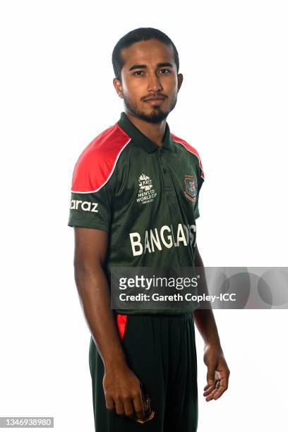 Afif Hossain of Bangladesh poses for a headshot prior to the ICC Men's T20 World Cup on October 13, 2021 in Abu Dhabi, United Arab Emirates.
