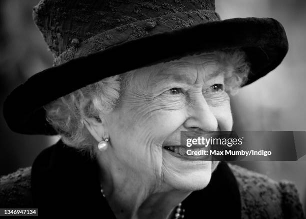 Queen Elizabeth II attends QIPCO British Champions Day at Ascot Racecourse on October 16, 2021 in Ascot, England.