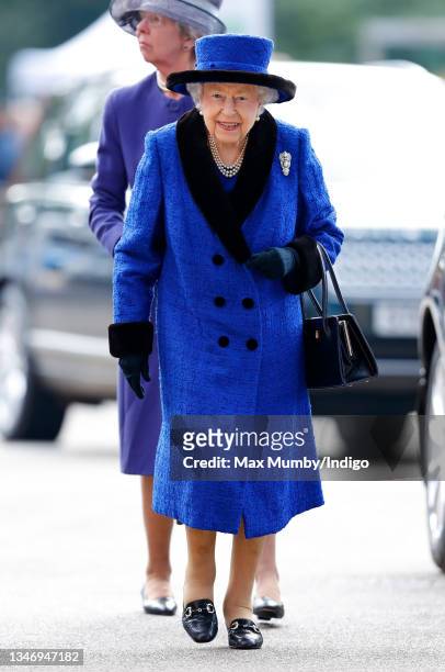 Queen Elizabeth II attends QIPCO British Champions Day at Ascot Racecourse on October 16, 2021 in Ascot, England.