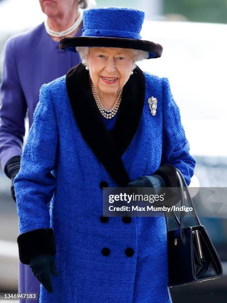 Queen Elizabeth II attends QIPCO British Champions Day at Ascot Racecourse on October 16, 2021 in Ascot, England.