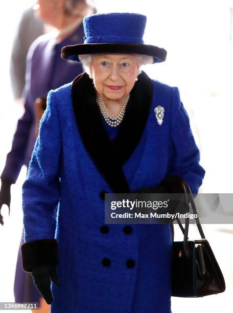 Queen Elizabeth II attends QIPCO British Champions Day at Ascot Racecourse on October 16, 2021 in Ascot, England.