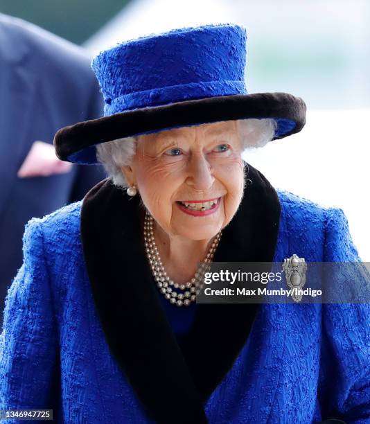 Queen Elizabeth II attends QIPCO British Champions Day at Ascot Racecourse on October 16, 2021 in Ascot, England.