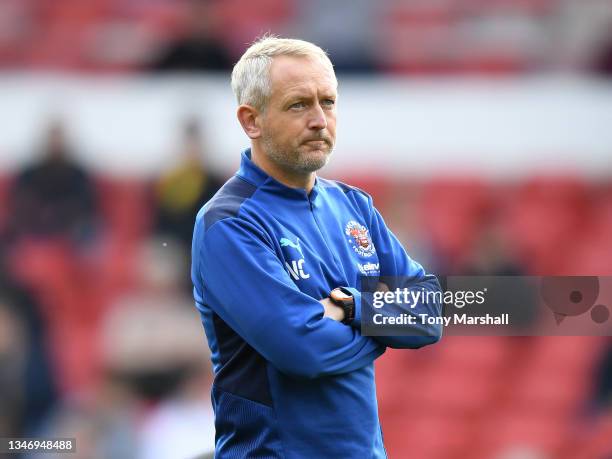 Blackpool Head Coach Neil Critchley during the Sky Bet Championship match between Nottingham Forest and Blackpool at City Ground on October 16, 2021...