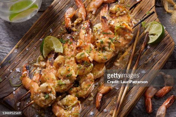 tequila lime shrimp skewers - hard liquor stock pictures, royalty-free photos & images