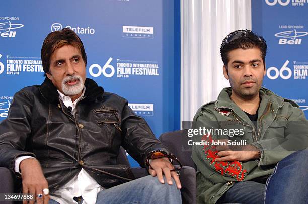 Amitabh Bachchan and Karen Johar during 31st Annual Toronto International Film Festival - "Never Say Goodbye" Press Conference at Sutton Place Hotel...