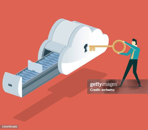 cloud-sicherheit - businessman - filing stock-grafiken, -clipart, -cartoons und -symbole