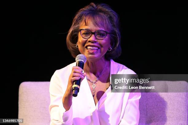 Anita Hill attends Keynote Conversation With Professor Anita Hill co-hosted by The Meteor and USC Visions & Voices at the Bing Theatre, University of...