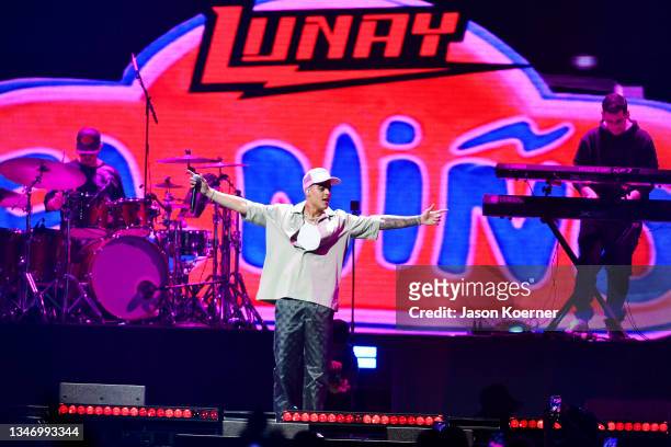 Lunay performs onstage at the 2021 iHeartRadio Fiesta Latina at the Amway Center on October 16, 2021 in Orlando, Florida.